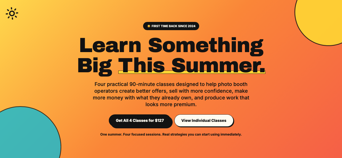 Summer Learning Series artwork inviting photo booth operators to learn something big this summer